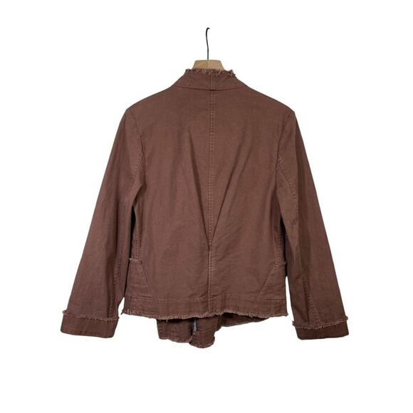 Sundance Women Asymmetrical Zip Fringe Brown Sz 14 Stretch Cotton Boho Western - Picture 2 of 5